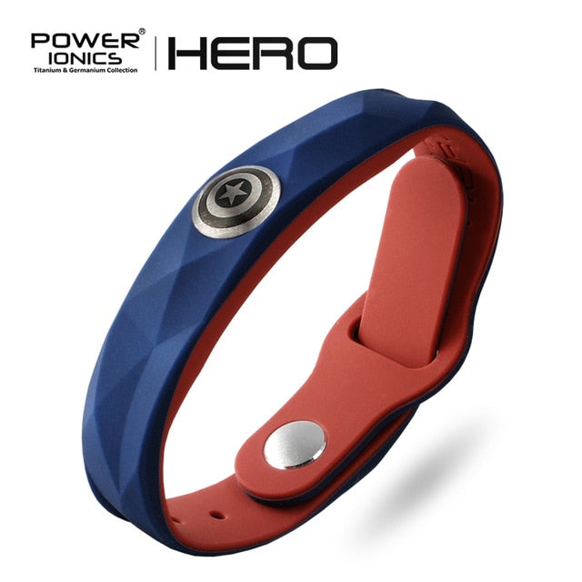 Power Ionics Super Hero Series 3000 ions Sports Titanium Fashion Waterproof Bracelet Wristband Balance Human Body Free Lettering