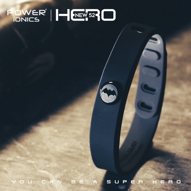 Power Ionics Super Hero Series 3000 ions Sports Titanium Fashion Waterproof Bracelet Wristband Balance Human Body Free Lettering