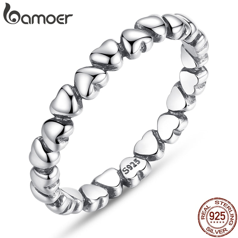 Bamoer real  925 Sterling Silver Forever Love Heart Finger Ring Original Jewelry Gift GLOBAL SHOPPING FESTIVAL 2019 PA7108