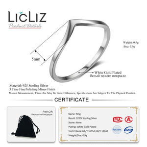 LicLiz 2019 Simple 925 Sterling Silver V Shape Rings for Women Heart Star Leaf Braided Band Silver Jewelry Joyas de Plata LR0470