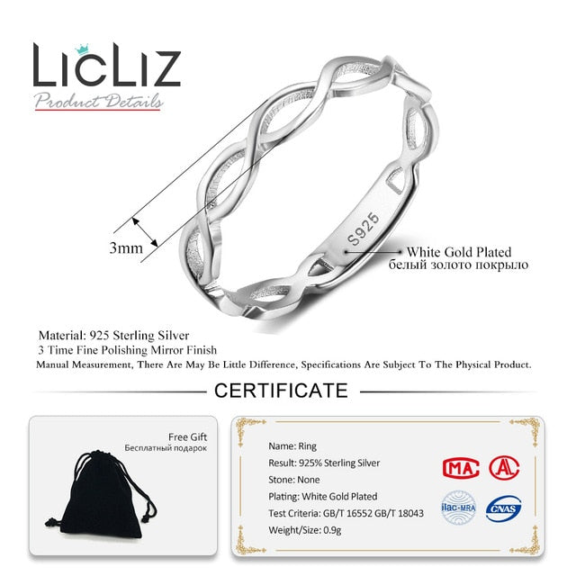 LicLiz 2019 Simple 925 Sterling Silver V Shape Rings for Women Heart Star Leaf Braided Band Silver Jewelry Joyas de Plata LR0470