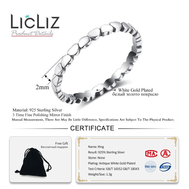 LicLiz 2019 Simple 925 Sterling Silver V Shape Rings for Women Heart Star Leaf Braided Band Silver Jewelry Joyas de Plata LR0470