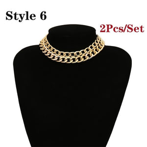 Punk Miami Cuban Choker Necklace Collar Statement Hip Hop Big Chunky Aluminum Gold Color Thick Chain Necklace Women Jewelry