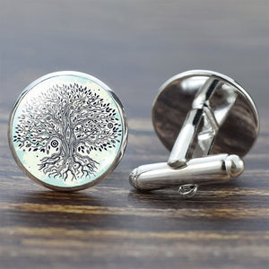 Tree of Life Cufflinks for Men Best Man Cufflinks Set Cufflinks Wedding Life Tree Suit Shirt Silver Cuff Links Men Accessories