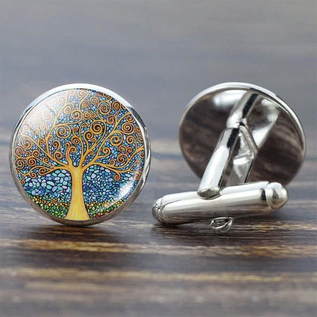 Tree of Life Cufflinks for Men Best Man Cufflinks Set Cufflinks Wedding Life Tree Suit Shirt Silver Cuff Links Men Accessories