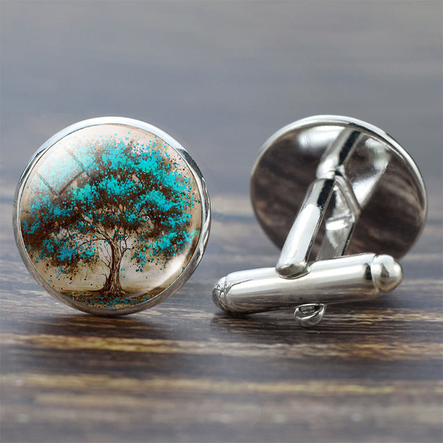 Tree of Life Cufflinks for Men Best Man Cufflinks Set Cufflinks Wedding Life Tree Suit Shirt Silver Cuff Links Men Accessories