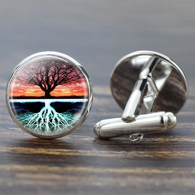 Tree of Life Cufflinks for Men Best Man Cufflinks Set Cufflinks Wedding Life Tree Suit Shirt Silver Cuff Links Men Accessories