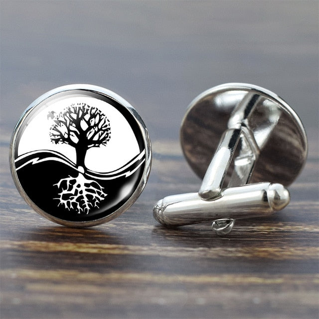 Tree of Life Cufflinks for Men Best Man Cufflinks Set Cufflinks Wedding Life Tree Suit Shirt Silver Cuff Links Men Accessories