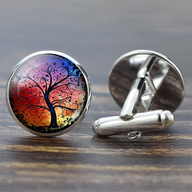 Tree of Life Cufflinks for Men Best Man Cufflinks Set Cufflinks Wedding Life Tree Suit Shirt Silver Cuff Links Men Accessories