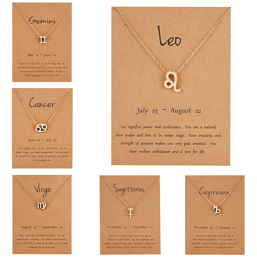 Femme élégante étoile signe du zodiaque 12 Constellation colliers pendentifs breloque chaîne en or collier ras du cou pour les femmes bijoux livraison directe