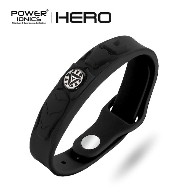 Power Ionics Super Hero Series 3000 ions Sports Titanium Fashion Waterproof Bracelet Wristband Balance Human Body Free Lettering