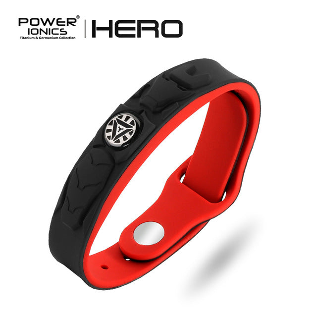 Power Ionics Super Hero Series 3000 ions Sports Titanium Fashion Waterproof Bracelet Wristband Balance Human Body Free Lettering