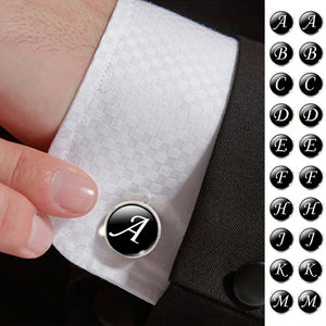 Men's Fashion A-Z Single Alphabet Cufflinks Silver Color Letter Cuff Button for Male Gentleman Shirt Wedding Cuff Links Gifts